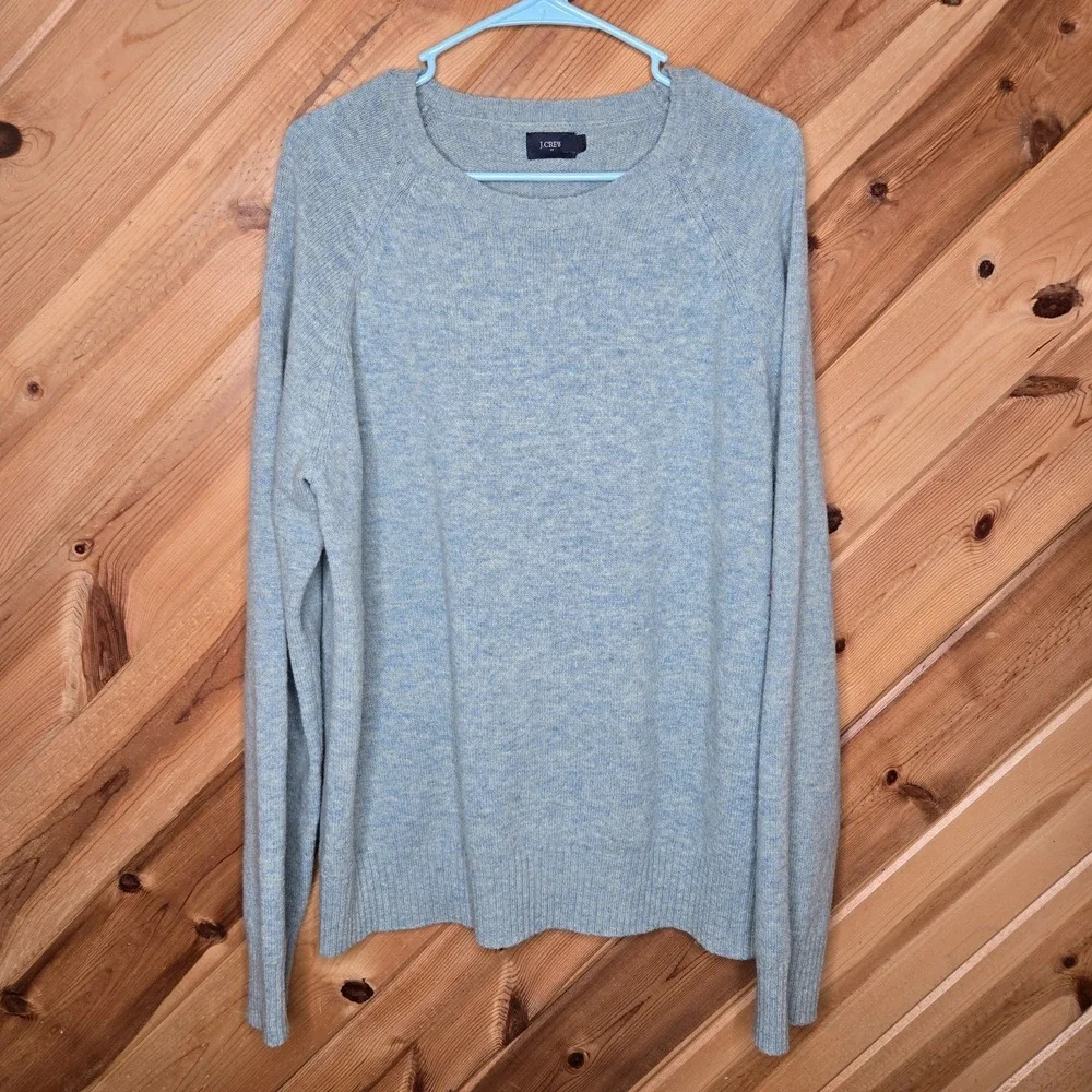 J. Crew 100% Lambs Wool Mens‎ Crew Neck Sweater Pullover Green Large
